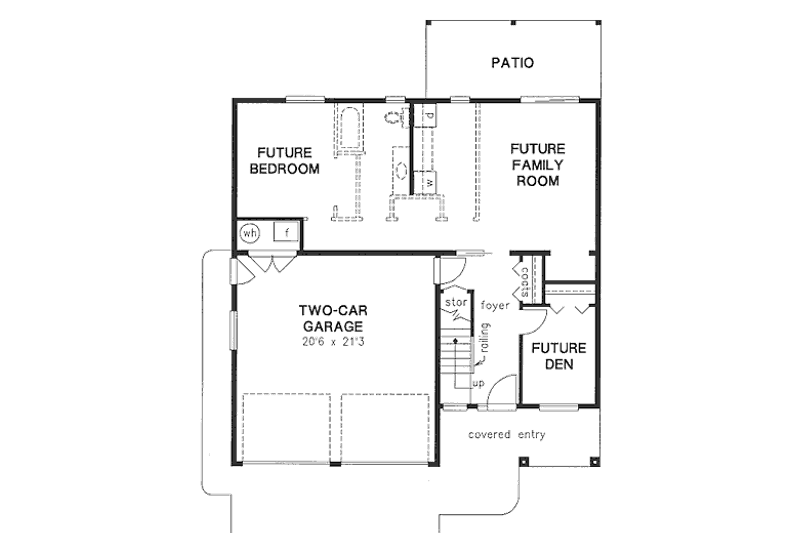 House Blueprint - Floor Plan - Lower Floor for Traditional House Plan #18-274 - 3 bed, 2 bath