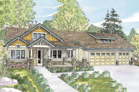 Exterior - Front Elevation 3 for Craftsman House Plan #124-753 - 3 bed, 3.5 bath