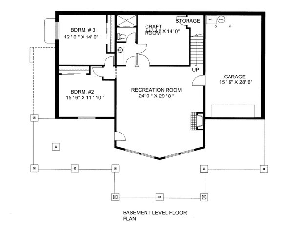 Floor Plan - Lower Floor for Craftsman House Plan #117-1098 - 3 bed, 2.5 bath