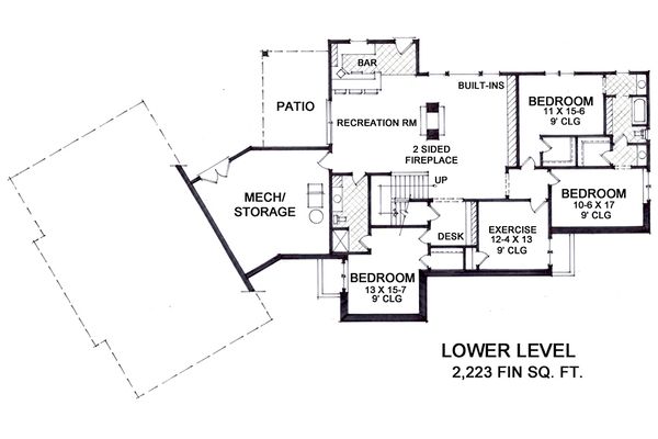 Craftsman Floor Plan - Lower Floor Plan #51-558