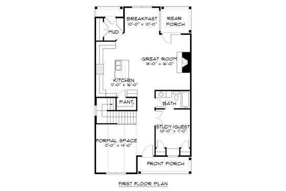 Floor Plan - Main Floor for Tudor House Plan #413-869 - 4 bed, 3.5 bath