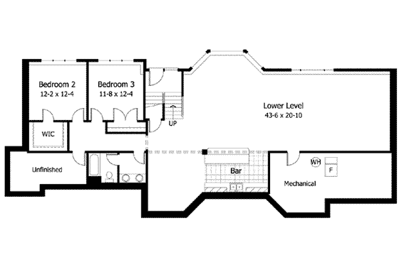 Floor Plan - Lower Floor for European House Plan #51-216 - 3 bed, 3.5 bath