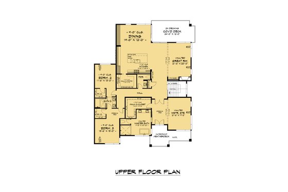 Floor Plan - Upper Floor for Contemporary House Plan #1066-188 - 4 bed, 4 bath