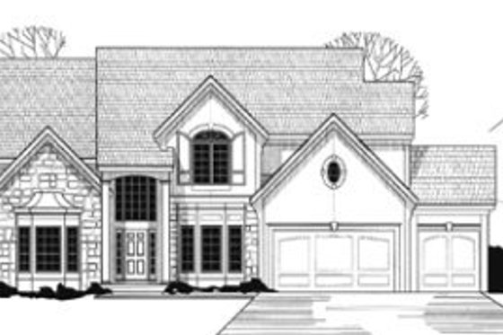 Exterior - Front Elevation for European House Plan #67-156 - 4 bed, 4 bath