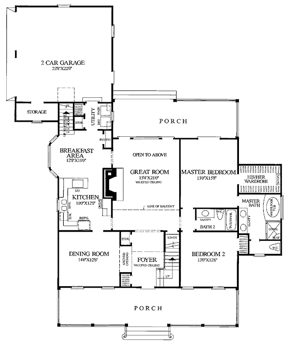 Home Plan - Southern Floor Plan - Main Floor Plan #137-169