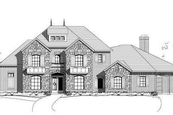 Exterior - Front Elevation for European House Plan #411-520 - 4 bed, 4.5 bath