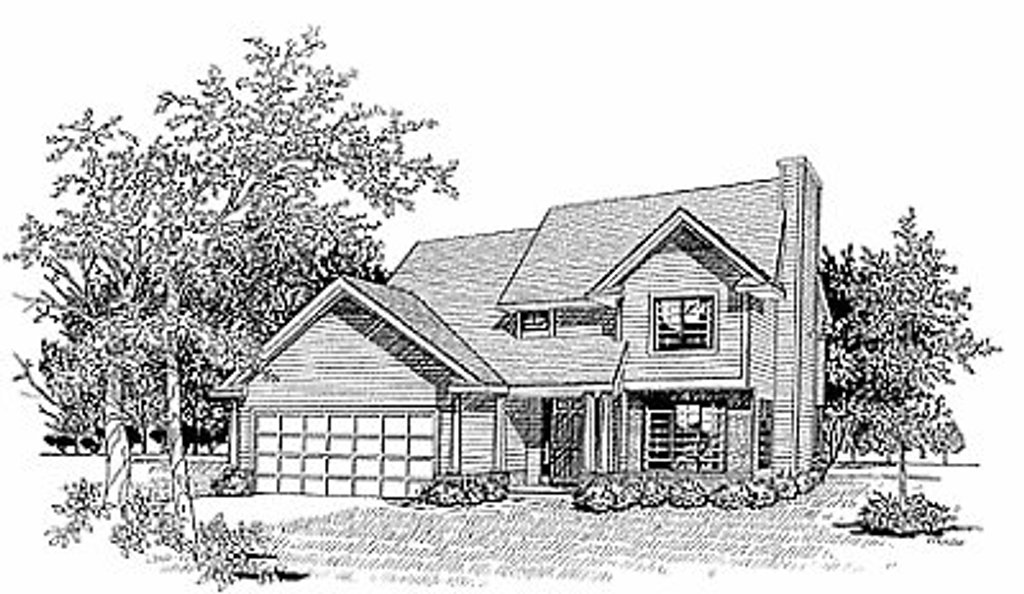 Exterior - Front Elevation 2 for Traditional House Plan #70-149 - 3 bed, 2.5 bath