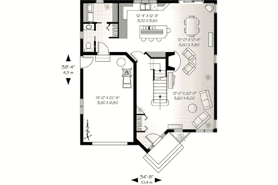 Floor Plan - Main Floor House Plan #23-517 - 3 bed, 1.5 bath
