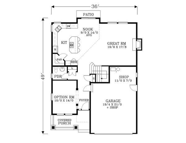 Home Plan - Craftsman Floor Plan - Main Floor Plan #53-486