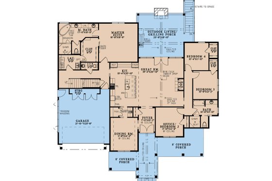 Floor Plan - Main Floor for Farmhouse House Plan #923-371 - 4 bed, 2.5 bath