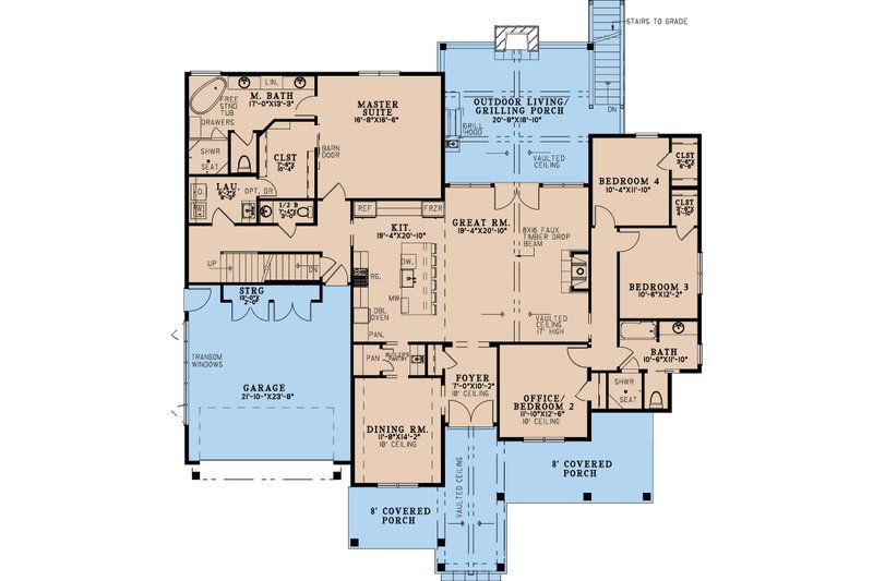 Dream House Plan - Floor Plan - Main Floor for Farmhouse House Plan #923-371 - 4 bed, 2.5 bath