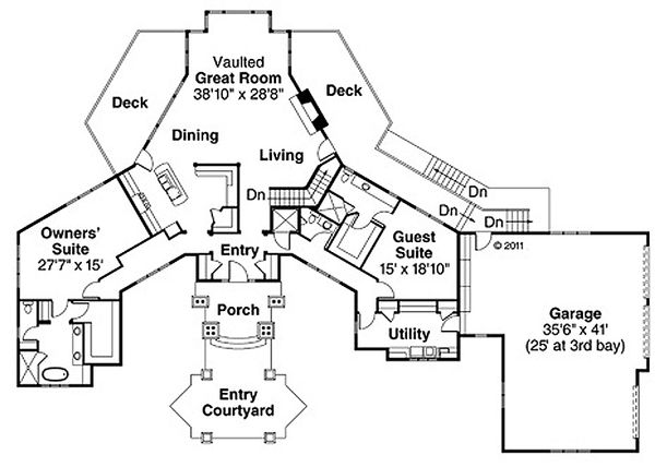 House Plan Design - Craftsman Floor Plan - Main Floor Plan #124-848