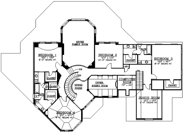 Dream House Plan - Traditional Floor Plan - Upper Floor Plan #119-234