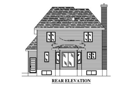Exterior - Rear Elevation for Country House Plan #138-314 - 3 bed, 2.5 bath