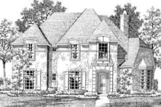 Exterior - Front Elevation for European House Plan #141-111 - 4 bed, 4 bath