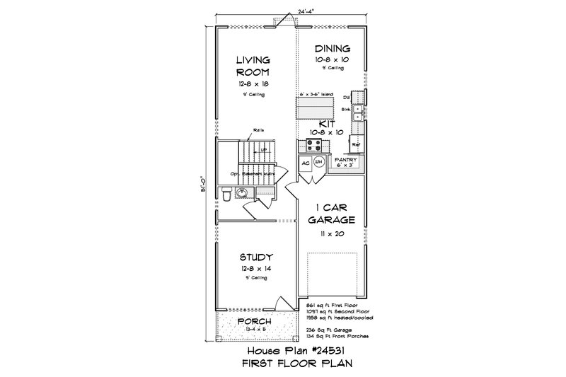 Home Plan - Floor Plan - Main Floor for Modern House Plan #513-2324 - 3 bed, 2.5 bath