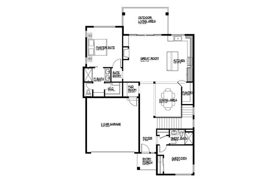 Floor Plan - Main Floor for Farmhouse House Plan #569-61 - 4 bed, 3 bath