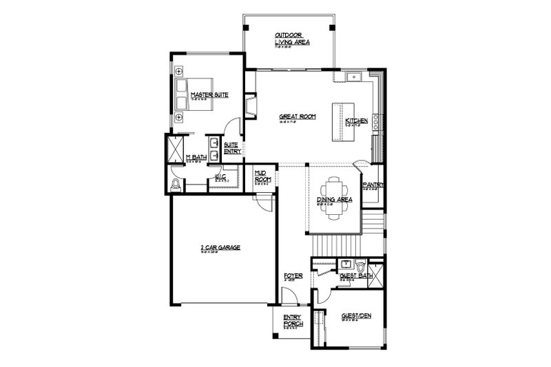 House Plan Design - Floor Plan - Main Floor for Farmhouse House Plan #569-61 - 4 bed, 3 bath