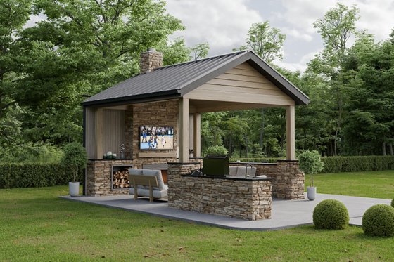 Exterior - Front Elevation 3 for Craftsman House Plan #1089-58, 0 bath