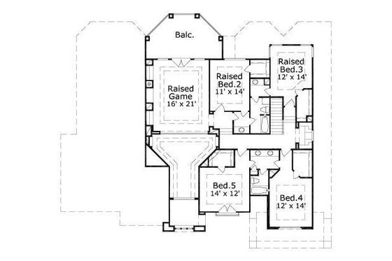 Floor Plan - Upper Floor for Mediterranean House Plan #411-233 - 5 bed, 3 bath
