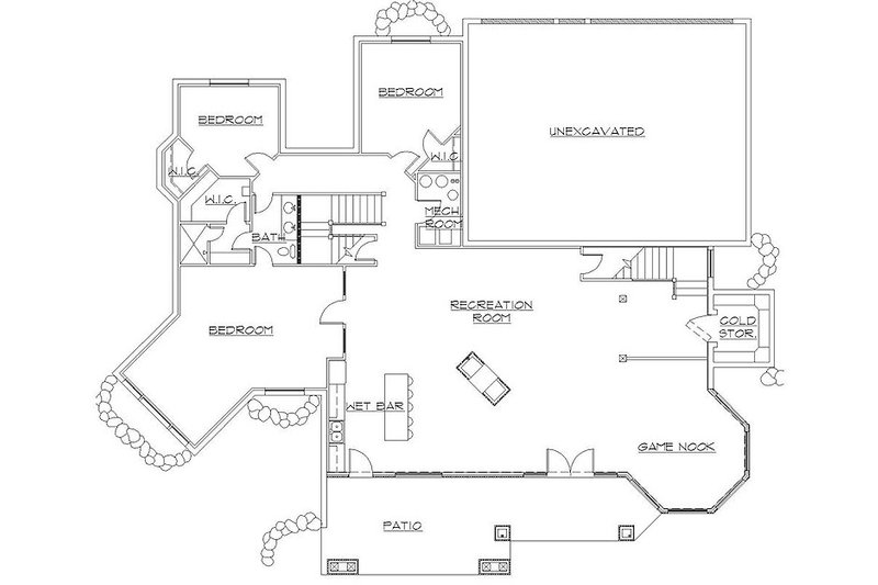 Architectural House Design - Floor Plan - Lower Floor for European House Plan #5-406 - 5 bed, 4.5 bath