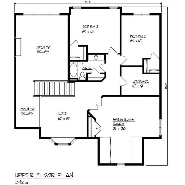 European Floor Plan - Upper Floor Plan #320-483