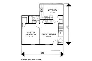 Floor Plan - Main Floor for Traditional House Plan #30-191 - 3 bed, 2 bath