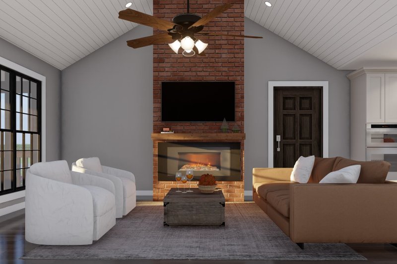 House Design - Interior - Family Room for Farmhouse House Plan #923-363 - 4 bed, 2 bath