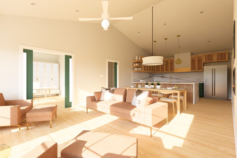House Blueprint - Interior - Family Room 1 for Farmhouse House Plan #126-247 - 3 bed, 2 bath