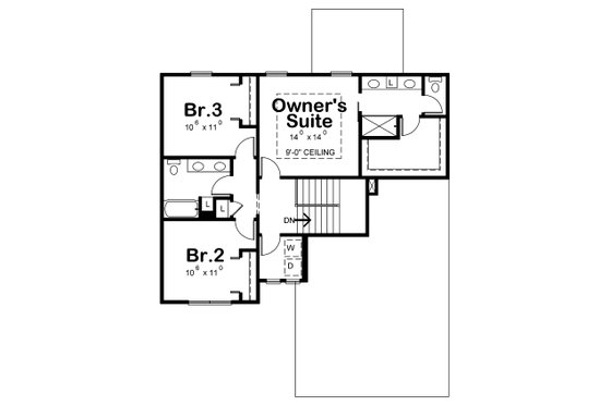 Floor Plan - Upper Floor for Farmhouse House Plan #20-2362 - 3 bed, 3 bath
