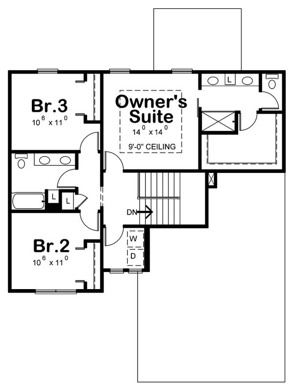 Farmhouse Floor Plan - Upper Floor Plan #20-2362
