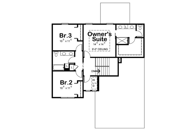 Home Plan - Floor Plan - Upper Floor for Farmhouse House Plan #20-2362 - 3 bed, 3 bath