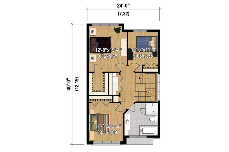 Architectural House Design - Floor Plan - Upper Floor 1 for Contemporary House Plan #25-4424 - 3 bed, 1 bath