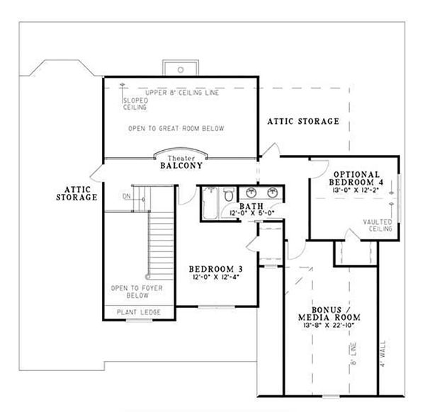 Craftsman Floor Plan - Upper Floor Plan #17-2531