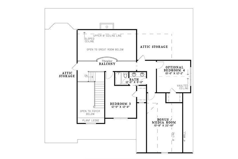 Home Plan - Floor Plan - Upper Floor for Craftsman House Plan #17-2531 - 4 bed, 3 bath
