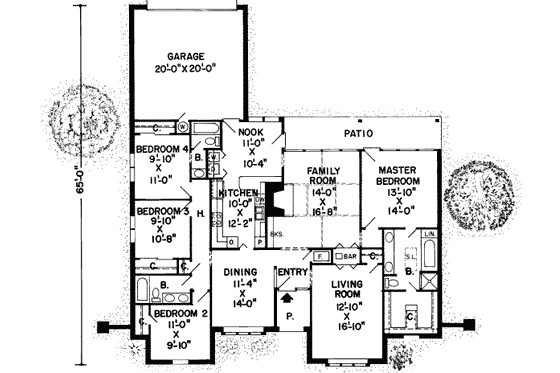 Floor Plan - Main Floor for Traditional House Plan #312-497 - 4 bed, 3 bath