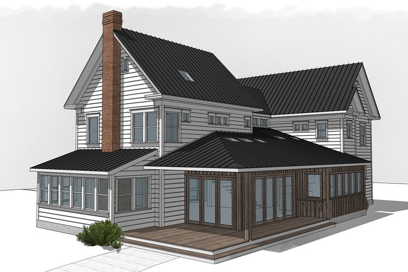 House Design - Exterior - Rear Elevation 1 for Farmhouse House Plan #485-4 - 4 bed, 3 bath