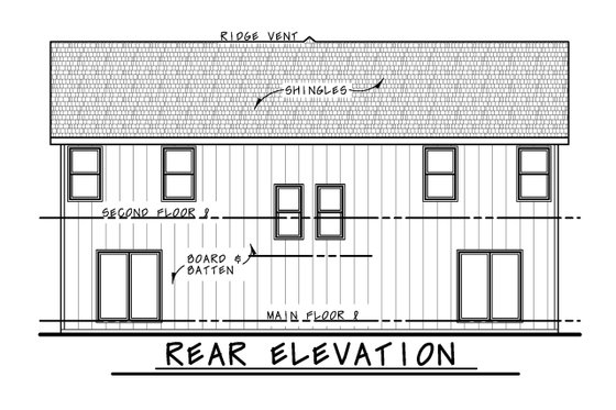Exterior - Rear Elevation for Modern House Plan #20-2555 - 3 bed, 2.5 bath