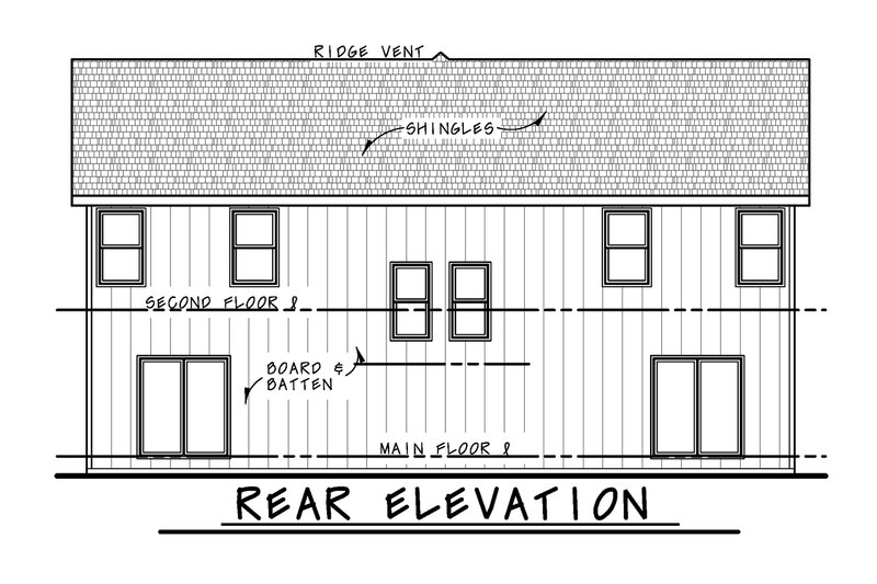 House Plan Design - Exterior - Rear Elevation for Modern House Plan #20-2555 - 3 bed, 2.5 bath