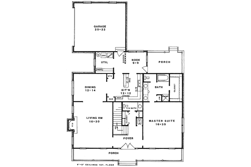 Home Plan - Floor Plan - Main Floor for Country House Plan #14-223 - 3 bed, 2.5 bath