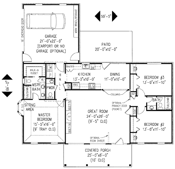 Ranch Floor Plan - Main Floor Plan #11-109