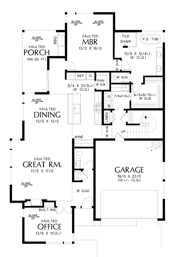 Contemporary Floor Plan - Main Floor Plan #48-1080