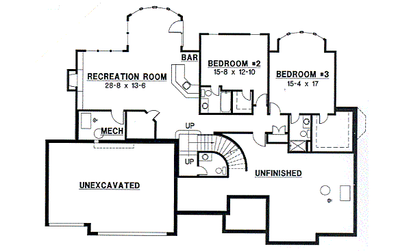 Traditional Floor Plan - Lower Floor Plan #67-385
