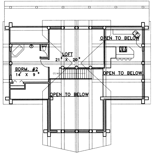 Home Plan - Floor Plan - Upper Floor for Log House Plan #117-314 - 2 bed, 2 bath