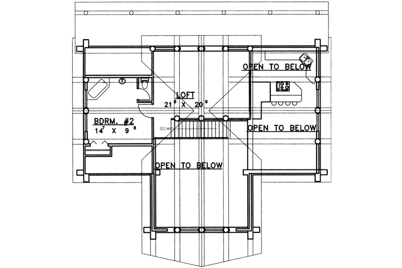 Home Plan - Floor Plan - Upper Floor for Log House Plan #117-314 - 2 bed, 2 bath