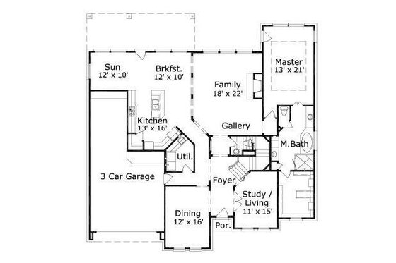 Floor Plan - Main Floor for European House Plan #411-533 - 4 bed, 3.5 bath