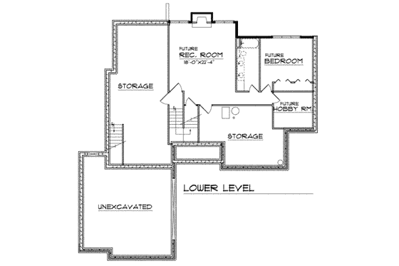 Floor Plan - Lower Floor for Traditional House Plan #70-446 - 2 bed, 2 bath