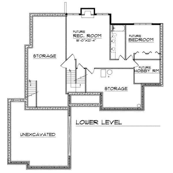 Traditional Floor Plan - Lower Floor Plan #70-446