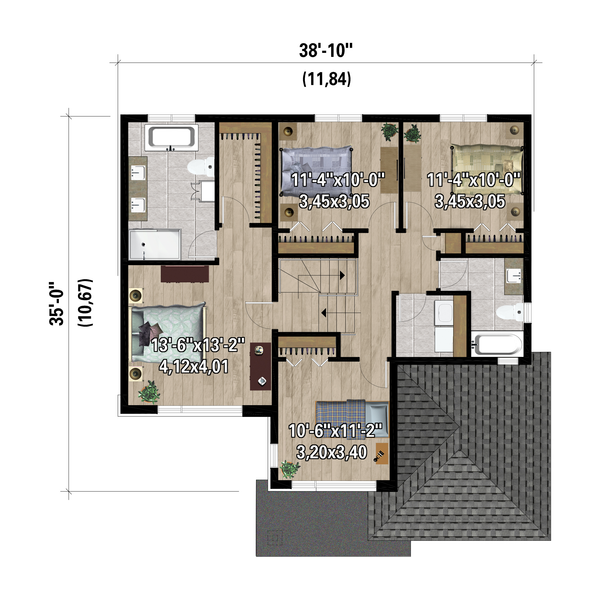 Contemporary Floor Plan - Upper Floor Plan #25-5006