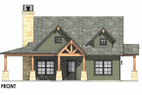 Exterior - Front Elevation 8 for Craftsman House Plan #1096-154 - 2 bed, 2 bath
